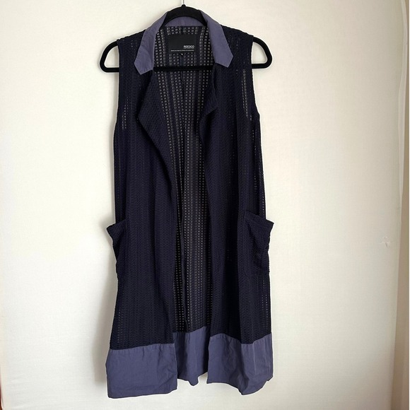 Rococo Collection Duster Vest Sleeveless Open‎ Front Eyelet Lace Collar Cardigan - Picture 1 of 8